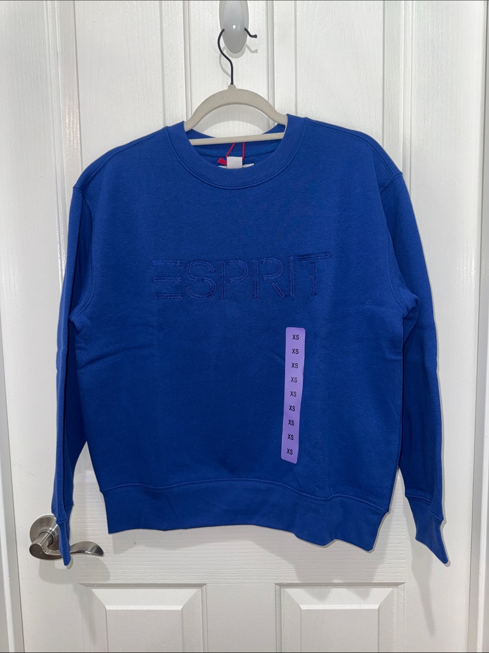 Viral 80s Esprit Royal Blue Crewneck Sweatshirt with Embroidered Logo - NWT - XS